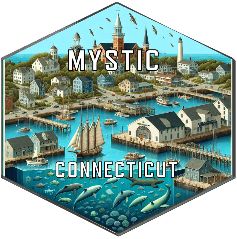 Mystic Connecticut Travel Destination Souvenir Vinyl Decal Sticker 2-Inch