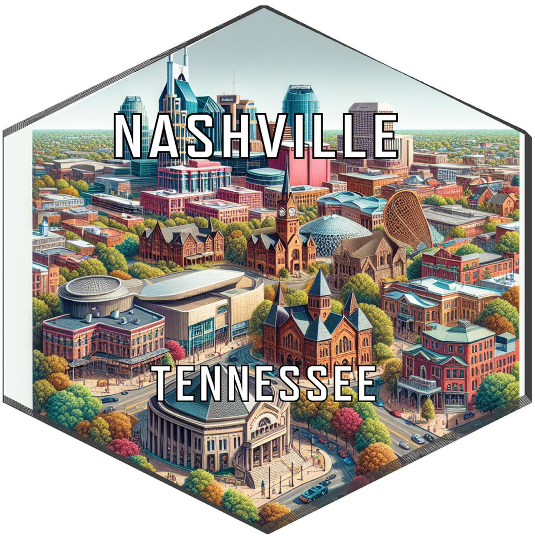 Nashville Tennessee Souvenir Travel Destination Die Cut Hexagon Fridge Magnet 6-Inch