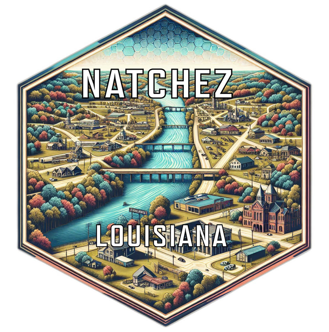 Natchez Louisiana Souvenir Travel Destination Die Cut Hexagon Fridge Magnet 2-Inch