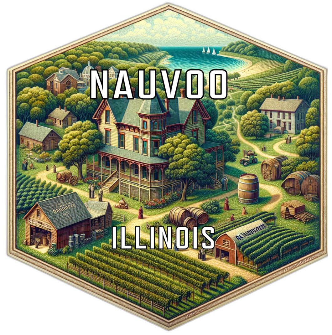 Nauvoo Illinois Souvenir Travel Destination Die Cut Hexagon Fridge Magnet 6-Inch