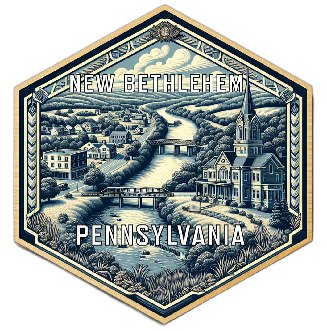 New Bethlehem Pennsylvania Souvenir Travel Destination Die Cut Hexagon Fridge Magnet 6-Inch