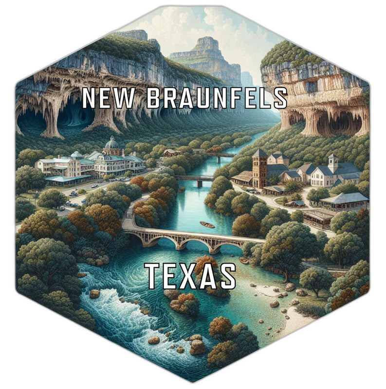 New Braunfels Texas Souvenir Travel Destination Die Cut Hexagon Fridge Magnet 4-Inch