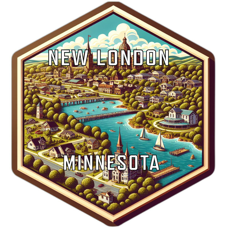New London Minnesota Souvenir Travel Destination Die Cut Hexagon Fridge Magnet 2-Inch
