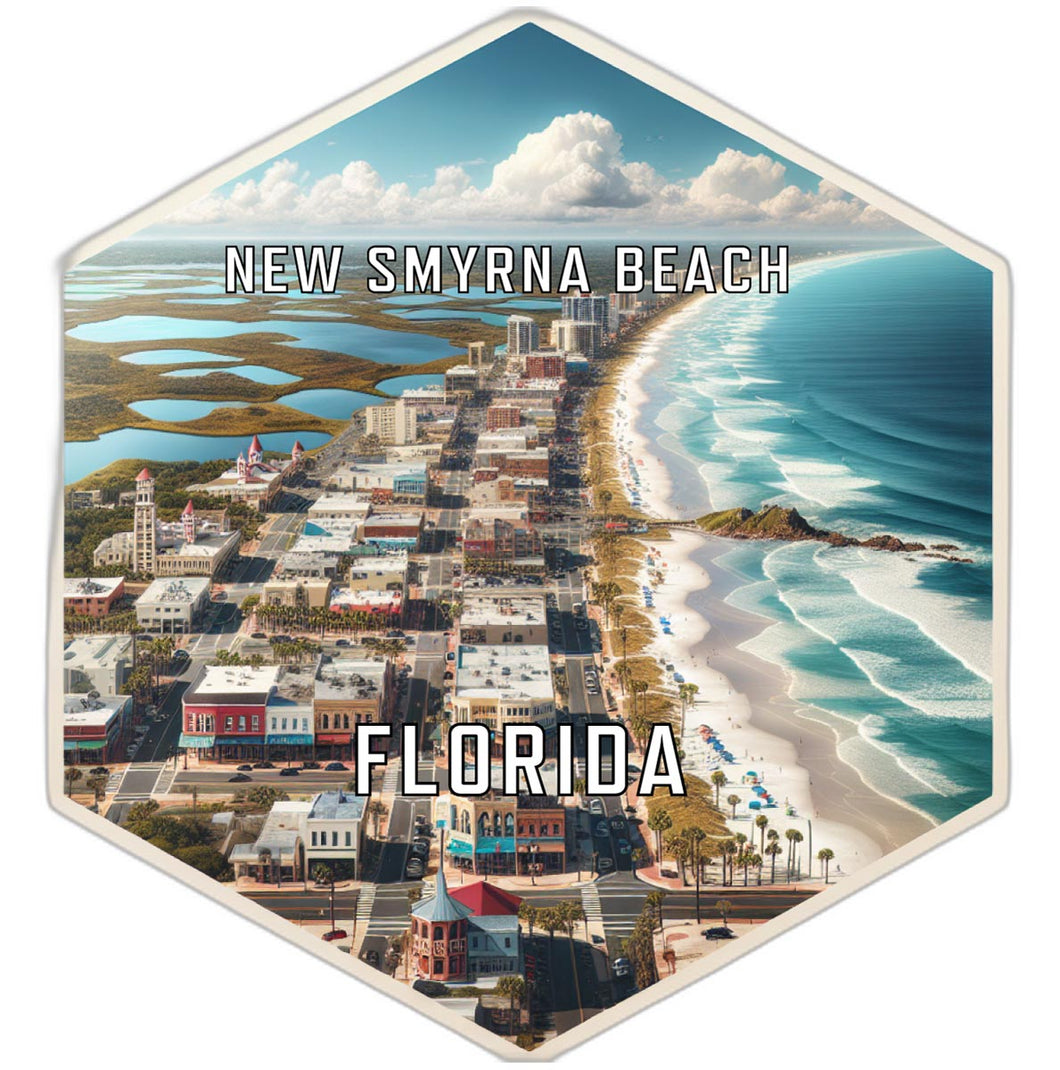 New Smyrna Beach Florida Souvenir Travel Destination Die Cut Hexagon Fridge Magnet 2-Inch