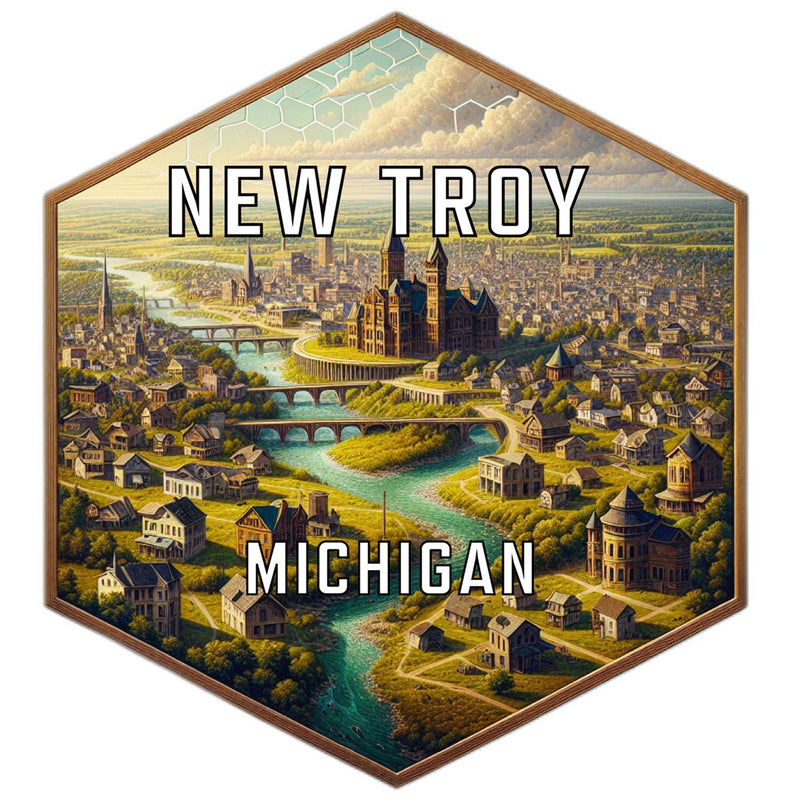 New Troy Michigan Souvenir Travel Destination Die Cut Hexagon Fridge Magnet 2-Inch