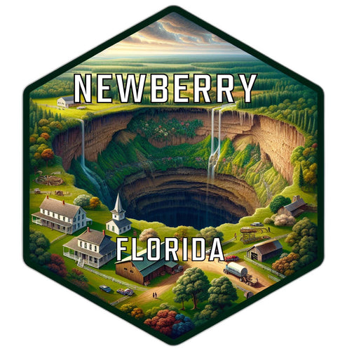 Newberry Florida Souvenir Travel Destination Die Cut Hexagon Fridge Magnet 2-Inch