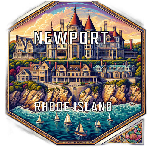 Newport Rhode Island Souvenir Travel Destination Die Cut Hexagon Fridge Magnet 2-Inch