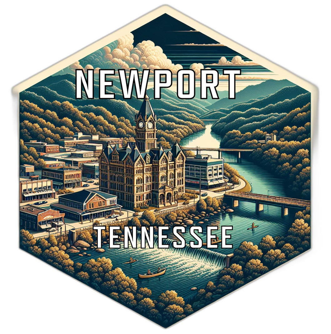Newport Tennessee Souvenir Travel Destination Die Cut Hexagon Fridge Magnet 2-Inch