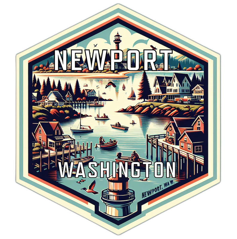 Newport Washington Souvenir Travel Destination Die Cut Hexagon Fridge Magnet 2-Inch