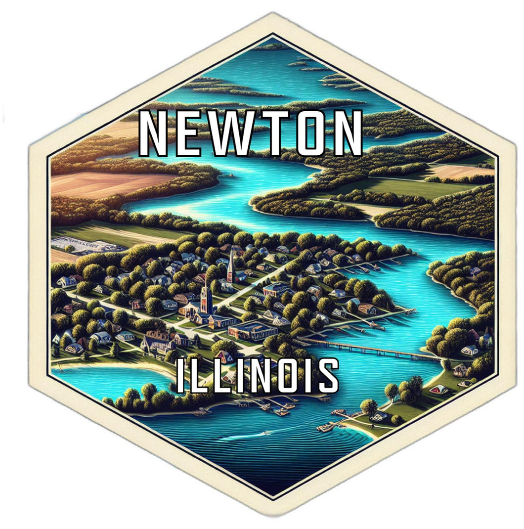 Newton Illinois Souvenir Travel Destination Die Cut Hexagon Fridge Magnet 2-Inch