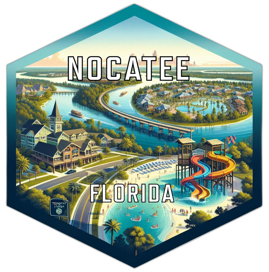 Nocatee Florida Souvenir Travel Destination Die Cut Hexagon Fridge Magnet 6-Inch