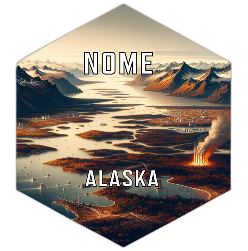 Nome Alaska Souvenir Travel Destination Die Cut Hexagon Fridge Magnet 2-Inch