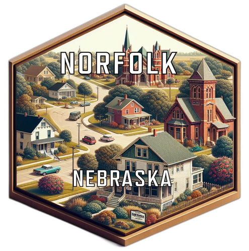 Norfolk Nebraska Souvenir Travel Destination Die Cut Hexagon Fridge Magnet 2-Inch
