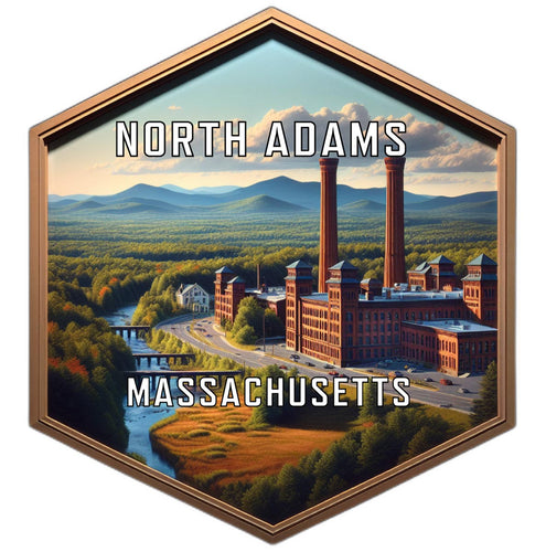 North Adams Massachusetts Souvenir Travel Destination Die Cut Hexagon Fridge Magnet 6-Inch