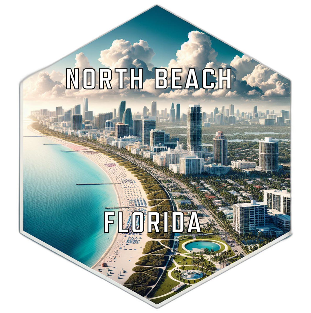 North Beach Florida Souvenir Travel Destination Die Cut Hexagon Fridge Magnet 2-Inch
