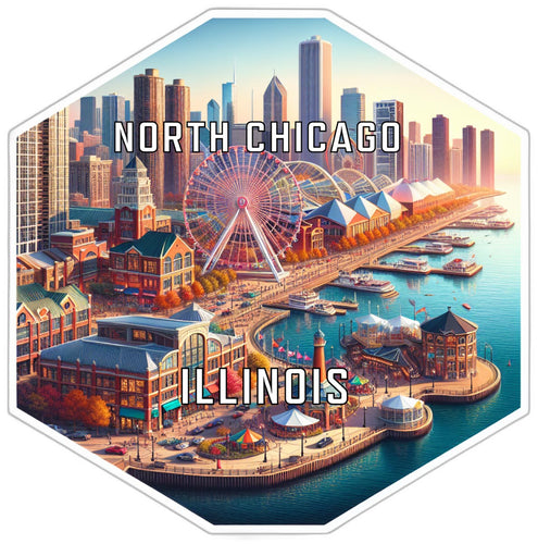 North Chicago Illinois Travel Destination Souvenir Vinyl Decal Sticker 6-Inch