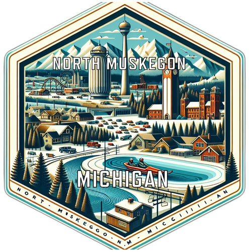 North Muskegon Michigan Travel Destination Souvenir Vinyl Decal Sticker 4-Inch