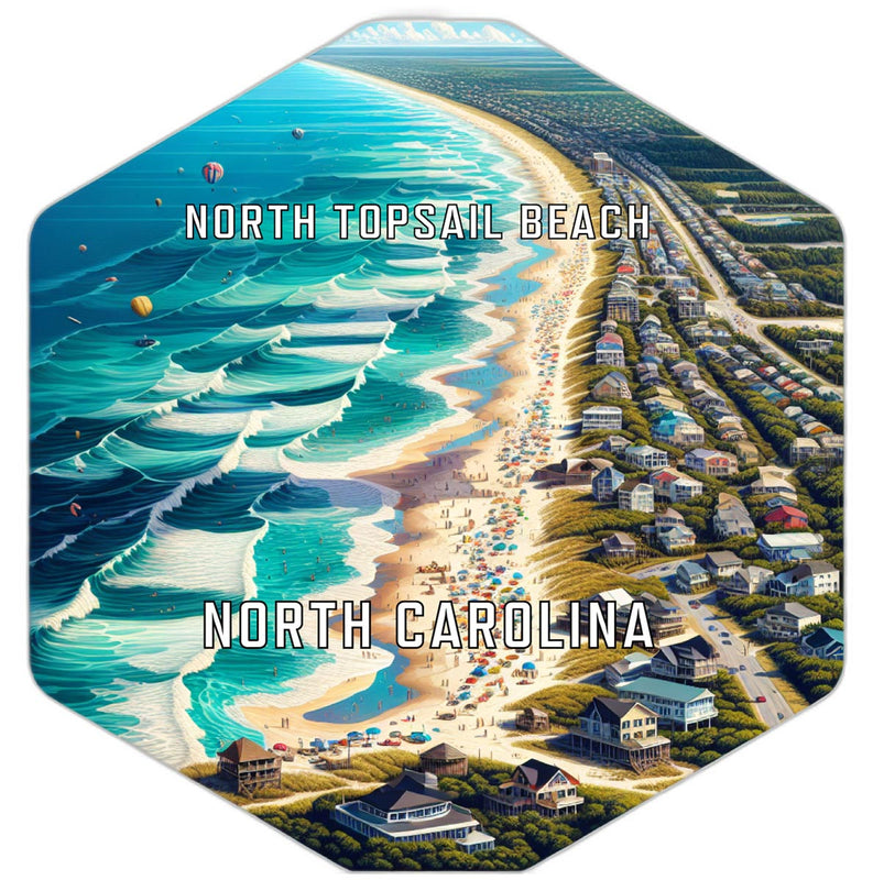 North Topsail Beach North Carolina Souvenir Travel Destination Die Cut Hexagon Fridge Magnet 6-Inch
