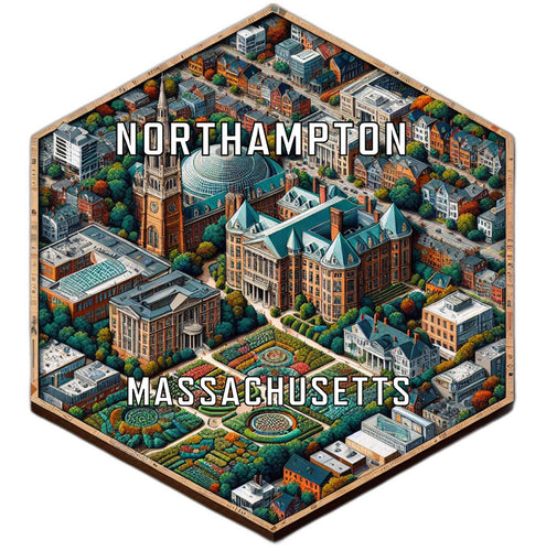 Northampton Massachusetts Souvenir Travel Destination Die Cut Hexagon Fridge Magnet 2-Inch