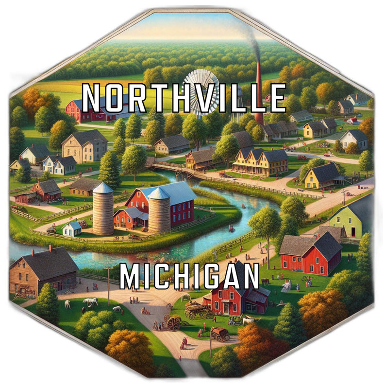 Northville Michigan Souvenir Travel Destination Die Cut Hexagon Fridge Magnet 2-Inch