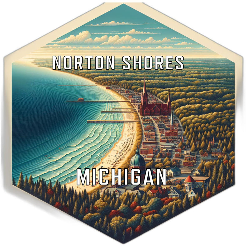 Norton Shores Michigan Souvenir Travel Destination Die Cut Hexagon Fridge Magnet 2-Inch