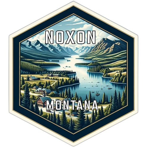 Noxon Montana Souvenir Travel Destination Die Cut Hexagon Fridge Magnet 2-Inch