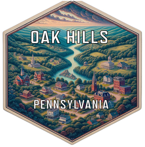 Oak Hills Pennsylvania Souvenir Travel Destination Die Cut Hexagon Fridge Magnet 2-Inch