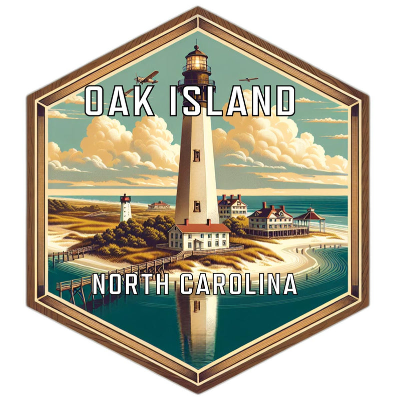 Oak Island North Carolina Souvenir Travel Destination Die Cut Hexagon Fridge Magnet 2-Inch