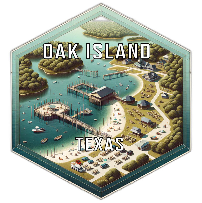 Oak Island Texas Souvenir Travel Destination Die Cut Hexagon Fridge Magnet 2-Inch