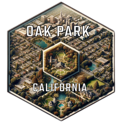Oak Park California Souvenir Travel Destination Die Cut Hexagon Fridge Magnet 2-Inch