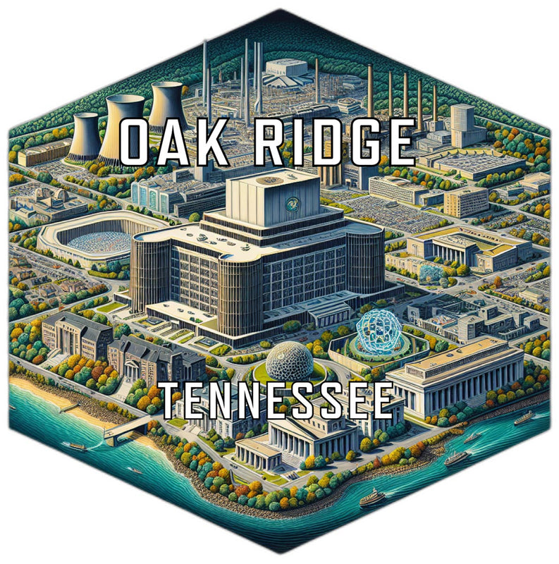 Oak Ridge Tennessee Souvenir Travel Destination Die Cut Hexagon Fridge Magnet 2-Inch