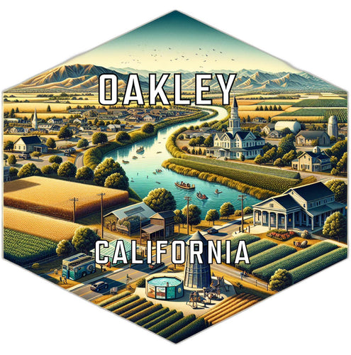 Oakley California Souvenir Travel Destination Die Cut Hexagon Fridge Magnet 2-Inch