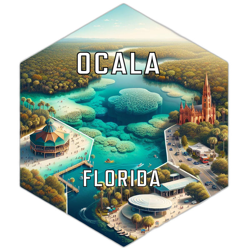 Ocala Florida Souvenir Travel Destination Die Cut Hexagon Fridge Magnet 2-Inch