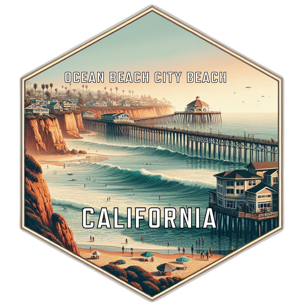 Ocean Beach City Beach California Travel Destination Souvenir Vinyl Decal Sticker 2-Inch