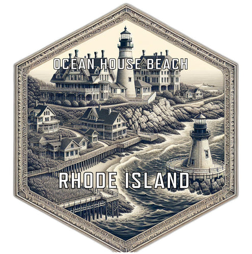 Ocean House Beach Rhode Island Souvenir Travel Destination Die Cut Hexagon Fridge Magnet 2-Inch