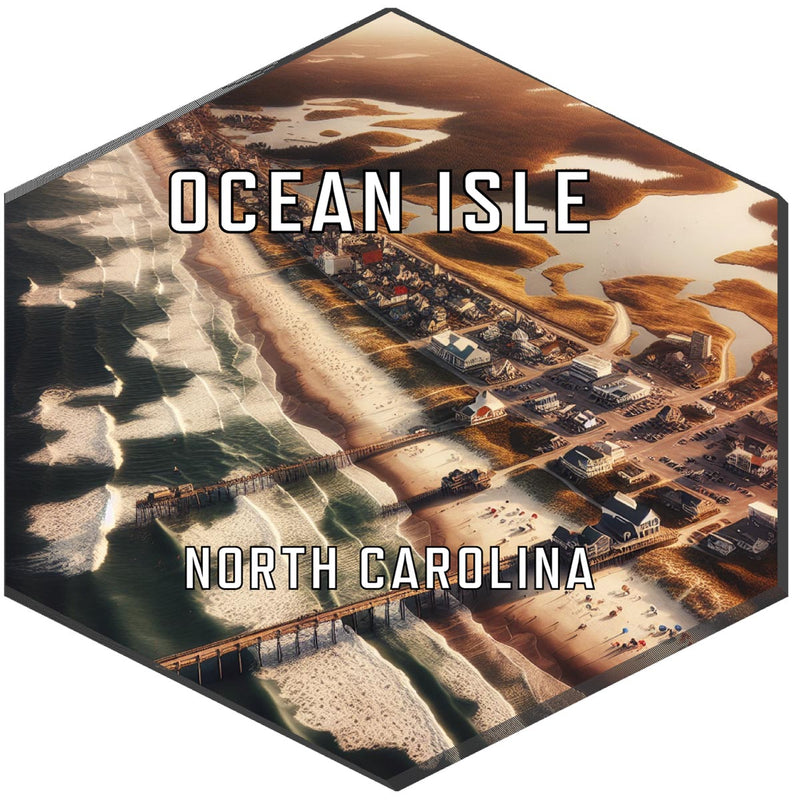 Ocean Isle North Carolina Souvenir Travel Destination Die Cut Hexagon Fridge Magnet 6-Inch