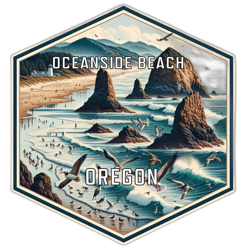 Oceanside Beach Oregon Travel Destination Souvenir Vinyl Decal Sticker 2-Inch