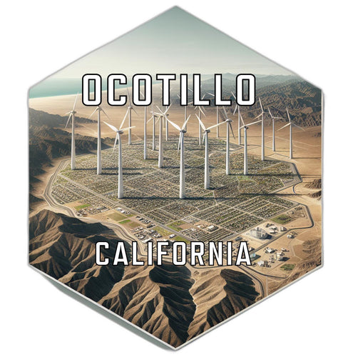 Ocotillo California Souvenir Travel Destination Die Cut Hexagon Fridge Magnet 2-Inch