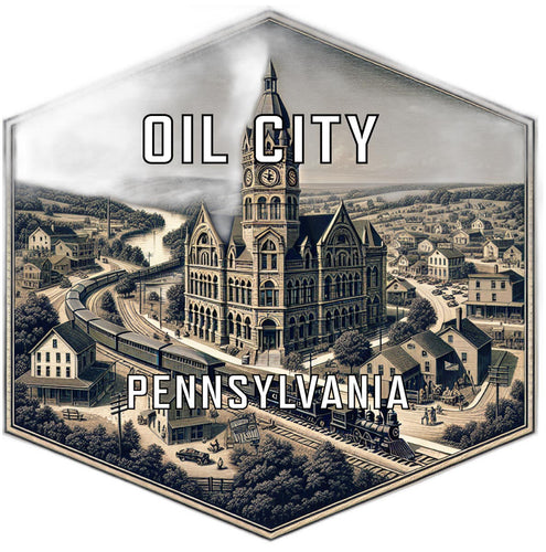 Oil City Pennsylvania Souvenir Travel Destination Die Cut Hexagon Fridge Magnet 2-Inch