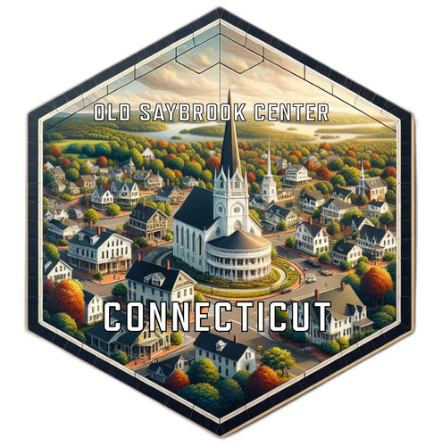 Old Saybrook Center Connecticut Souvenir Travel Destination Die Cut Hexagon Fridge Magnet 2-Inch