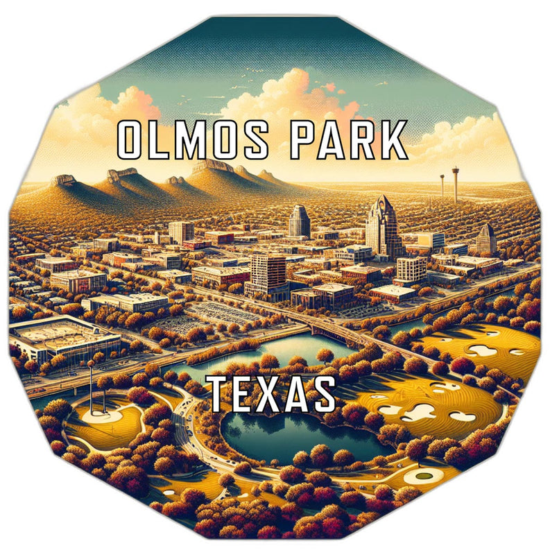 Olmos Park Texas Souvenir Travel Destination Die Cut Hexagon Fridge Magnet 2-Inch