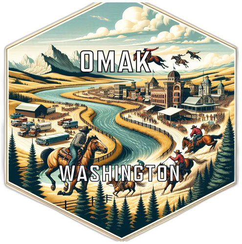 Omak Washington Souvenir Travel Destination Die Cut Hexagon Fridge Magnet 2-Inch