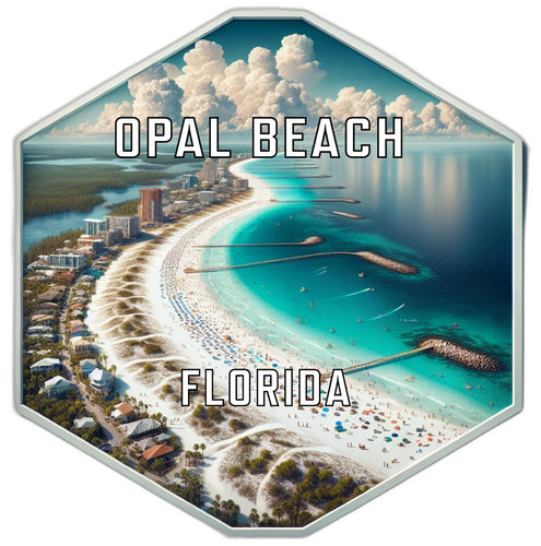 Opal Beach Florida Souvenir Travel Destination Die Cut Hexagon Fridge Magnet 6-Inch