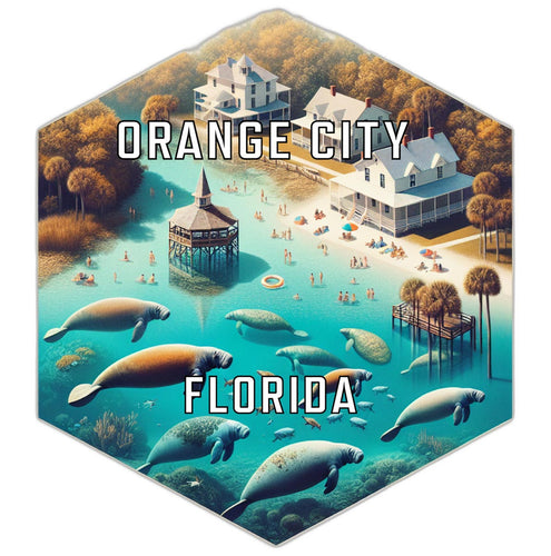 Orange City Florida Souvenir Travel Destination Die Cut Hexagon Fridge Magnet 2-Inch