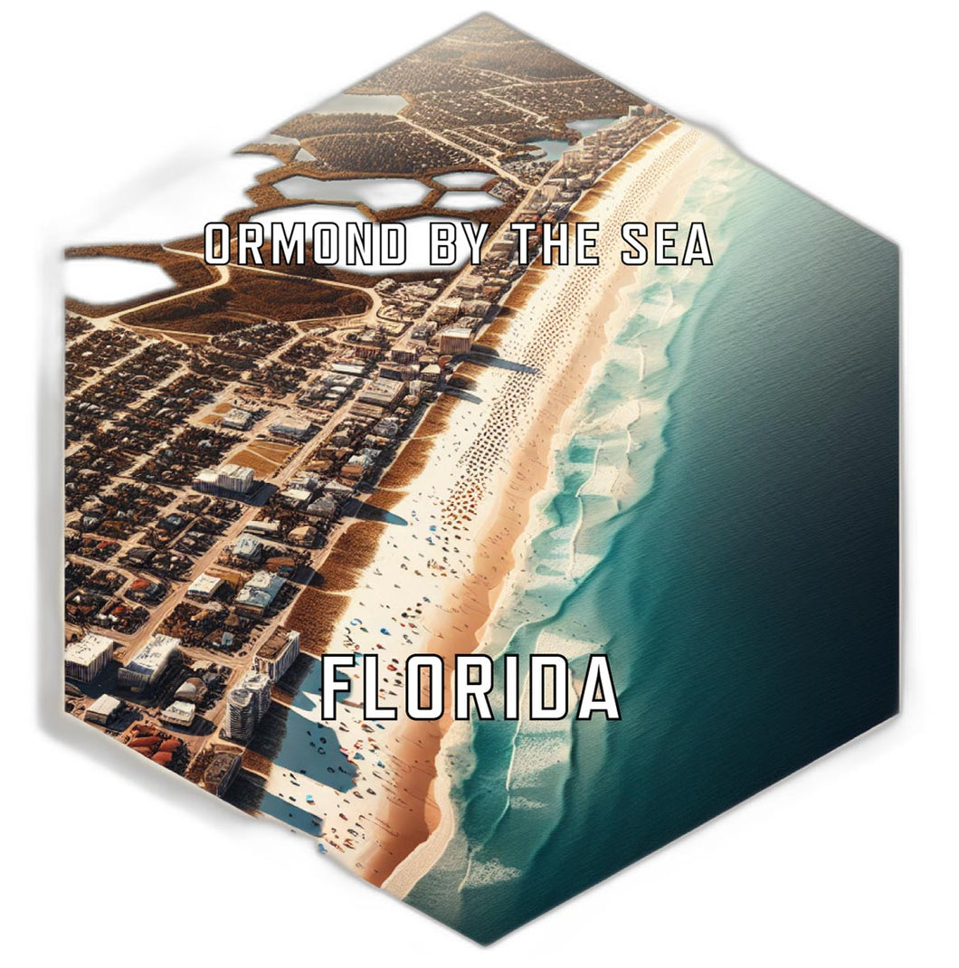 Ormond By The Sea Florida Souvenir Travel Destination Die Cut Hexagon Fridge Magnet 2-Inch