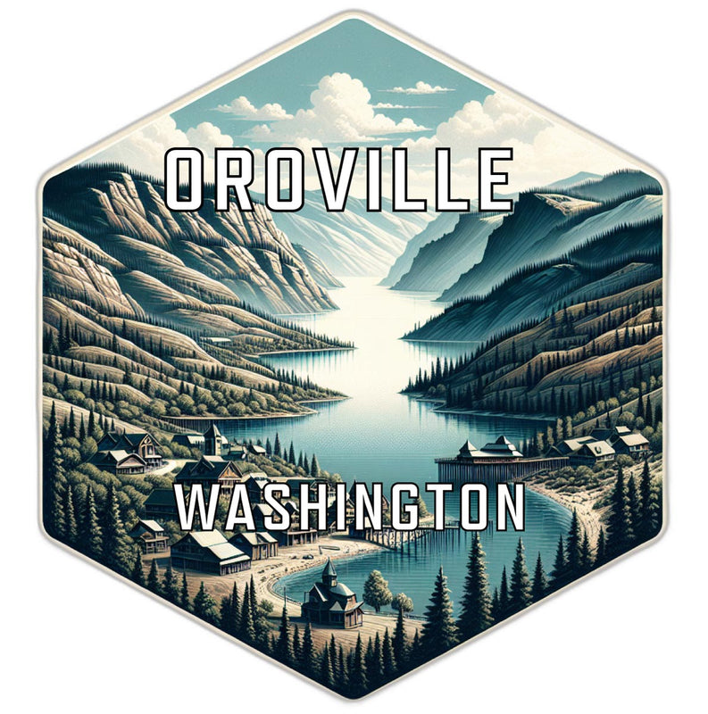 Oroville Washington Souvenir Travel Destination Die Cut Hexagon Fridge Magnet 6-Inch
