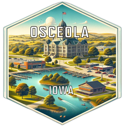 Osceola Iowa Souvenir Travel Destination Die Cut Hexagon Fridge Magnet 2-Inch
