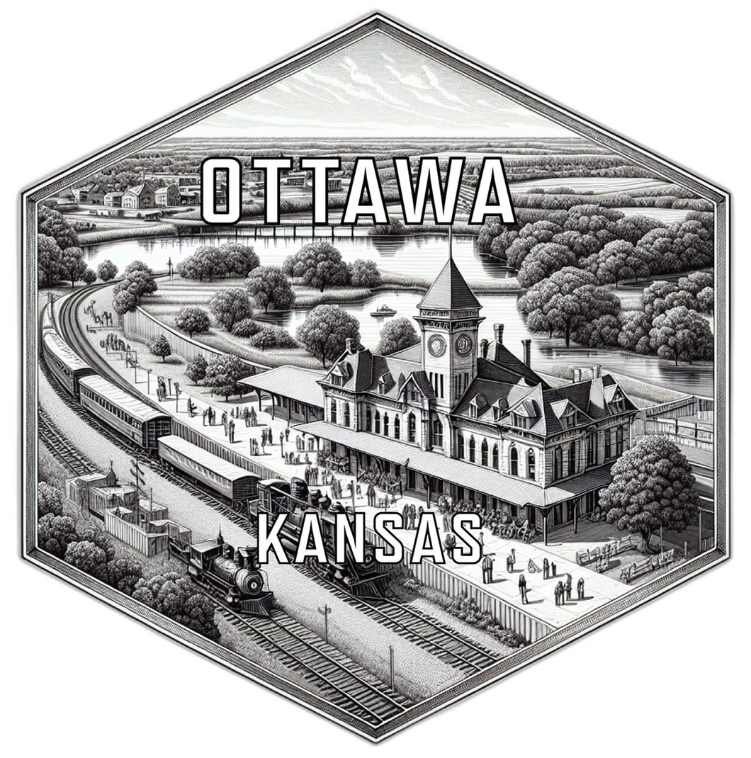 Ottawa Kansas Travel Destination Souvenir Vinyl Decal Sticker 2-Inch