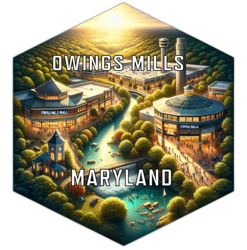 Owings Mills Maryland Souvenir Travel Destination Die Cut Hexagon Fridge Magnet 6-Inch