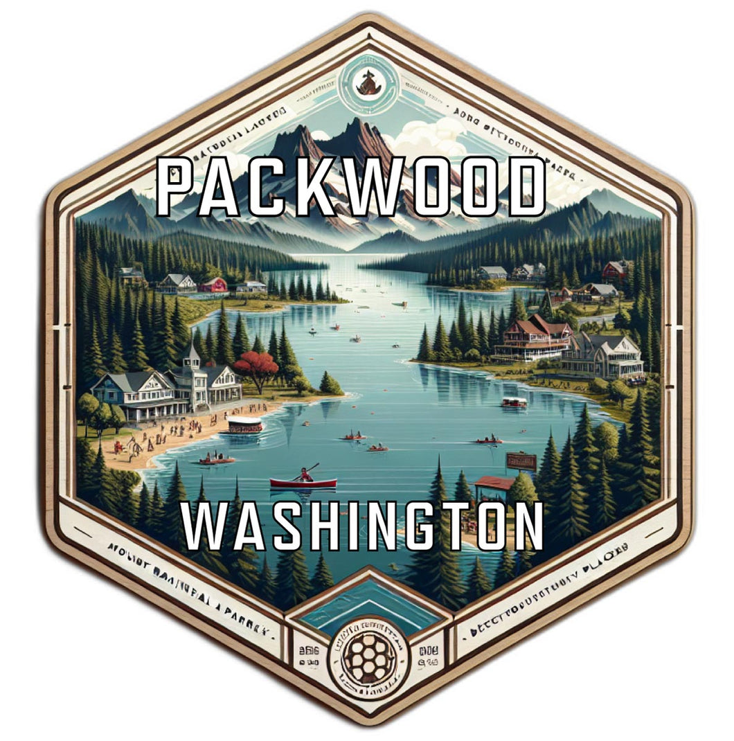 Packwood Washington Souvenir Travel Destination Die Cut Hexagon Fridge Magnet 2-Inch